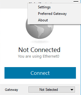 Screenshot displaying the preferred Gateway option in the Agent.