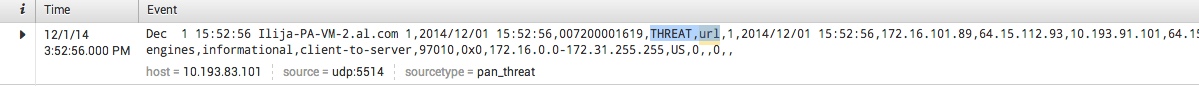 log is threat there is another token which represents the subtype: url