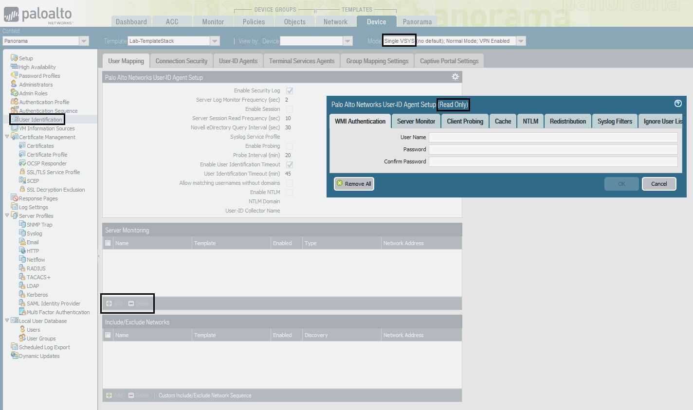 Lab-Temp-Stack-Single-VSYS-Mode-UserID-Grayed-Out