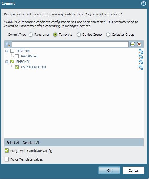 Commit the changes first on Panorama, then commit changes on the templates section