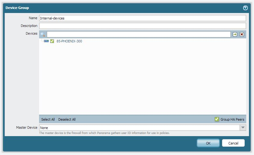 firewall can be added to an existing newly created device group