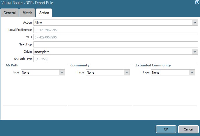 advertise filter Action tab