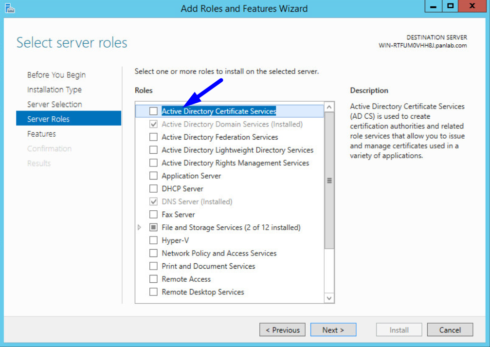 add roles and features wizard server roles