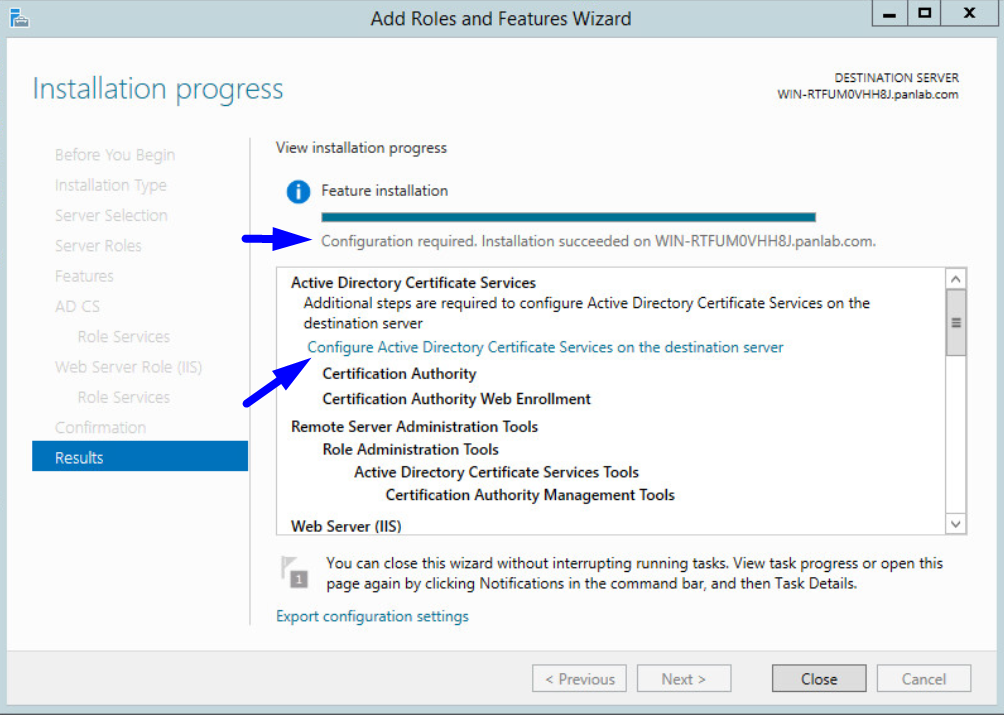add roles and features installation progress