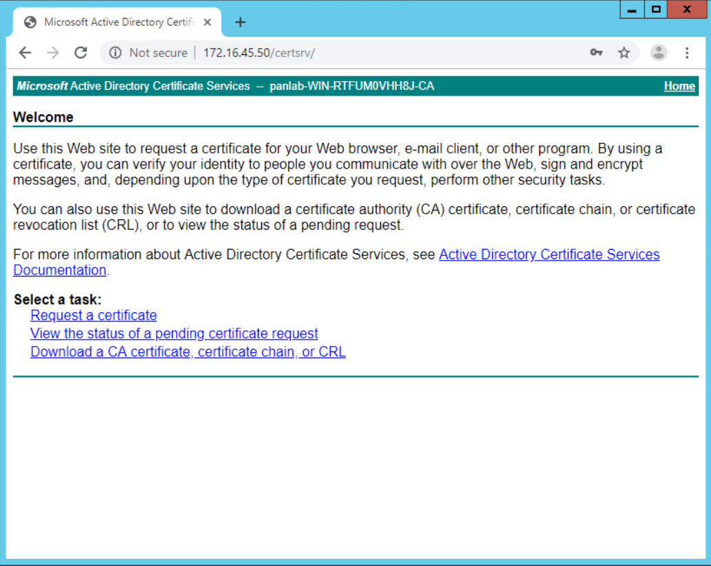 microsoft ad directory certificate services welcome