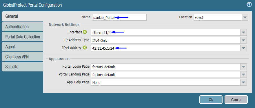 globalprotect portal configuration general tab