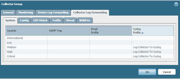 Screenshot of Log Forwarding Set profile