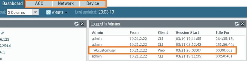 Screenshot of TAC custom user log in