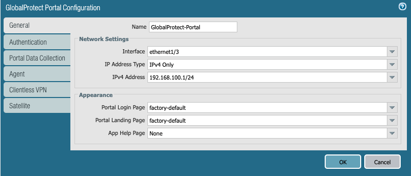 Screenshot displaying the GlobalProtect Portal dialog box.