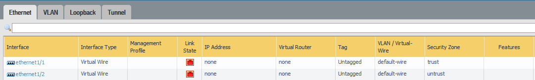 Screenshot of Ethernet tab.