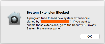 Screenshot of System Extension Blocked.