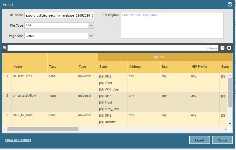 PDF Export Security