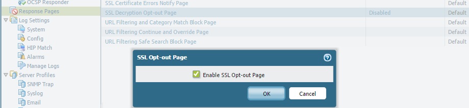 Option for enabling SSL Decryption Notification Web Page on the firewall GUI