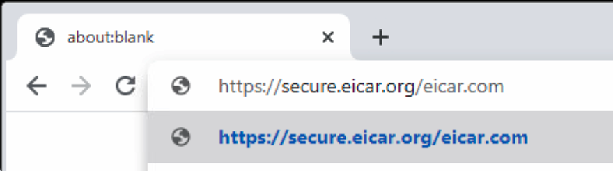 Exemple : Téléchargez EICAR le fichier de test à partir de leur site sécurisé (https).