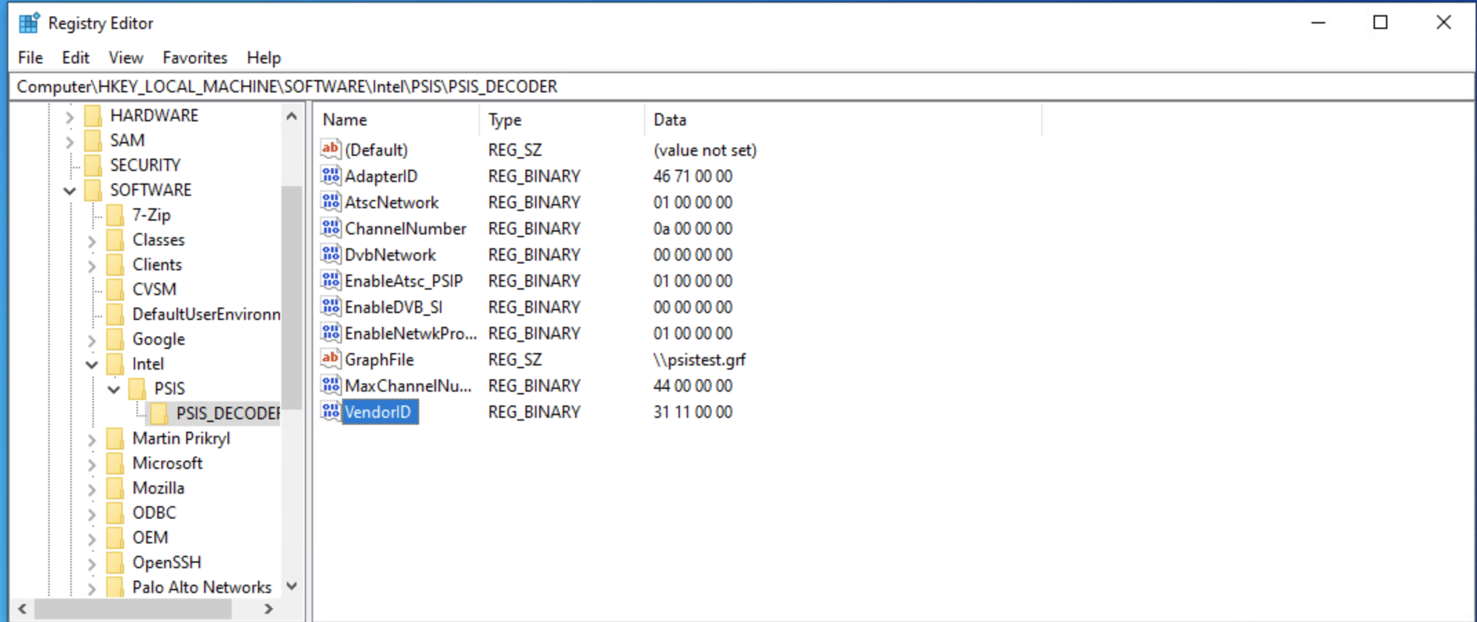 Snapshot displaying the Windows Regedit dialog box