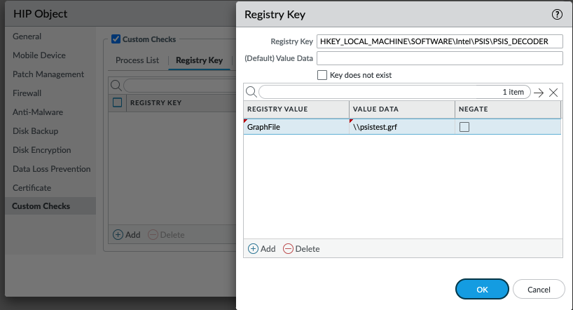 Snapshot displaying the HIP Object Dialog Box within PAN-OS