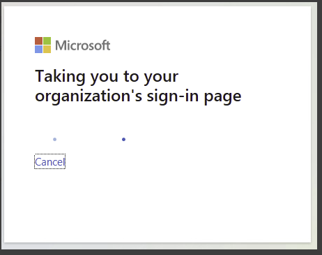 screenshot for authentication redirect page