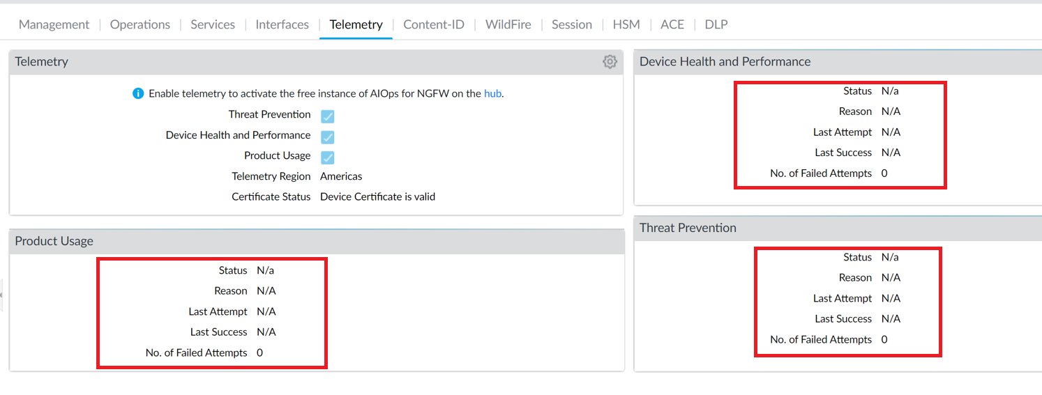 テレメトリーステータス