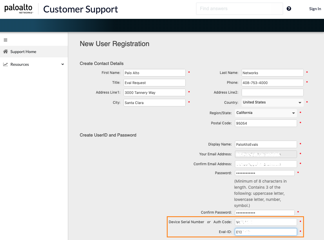 new user registration