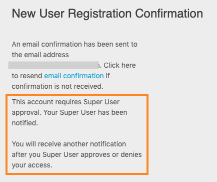 new user registration confirmation