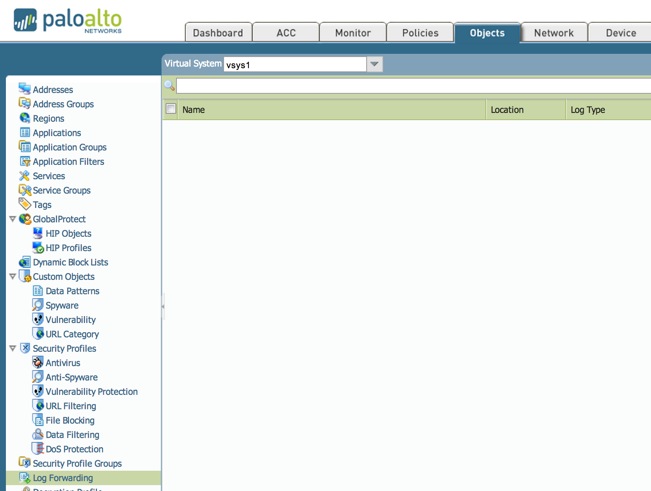As shown, the Log Forwarding profile is not configured on the PA-7000 series