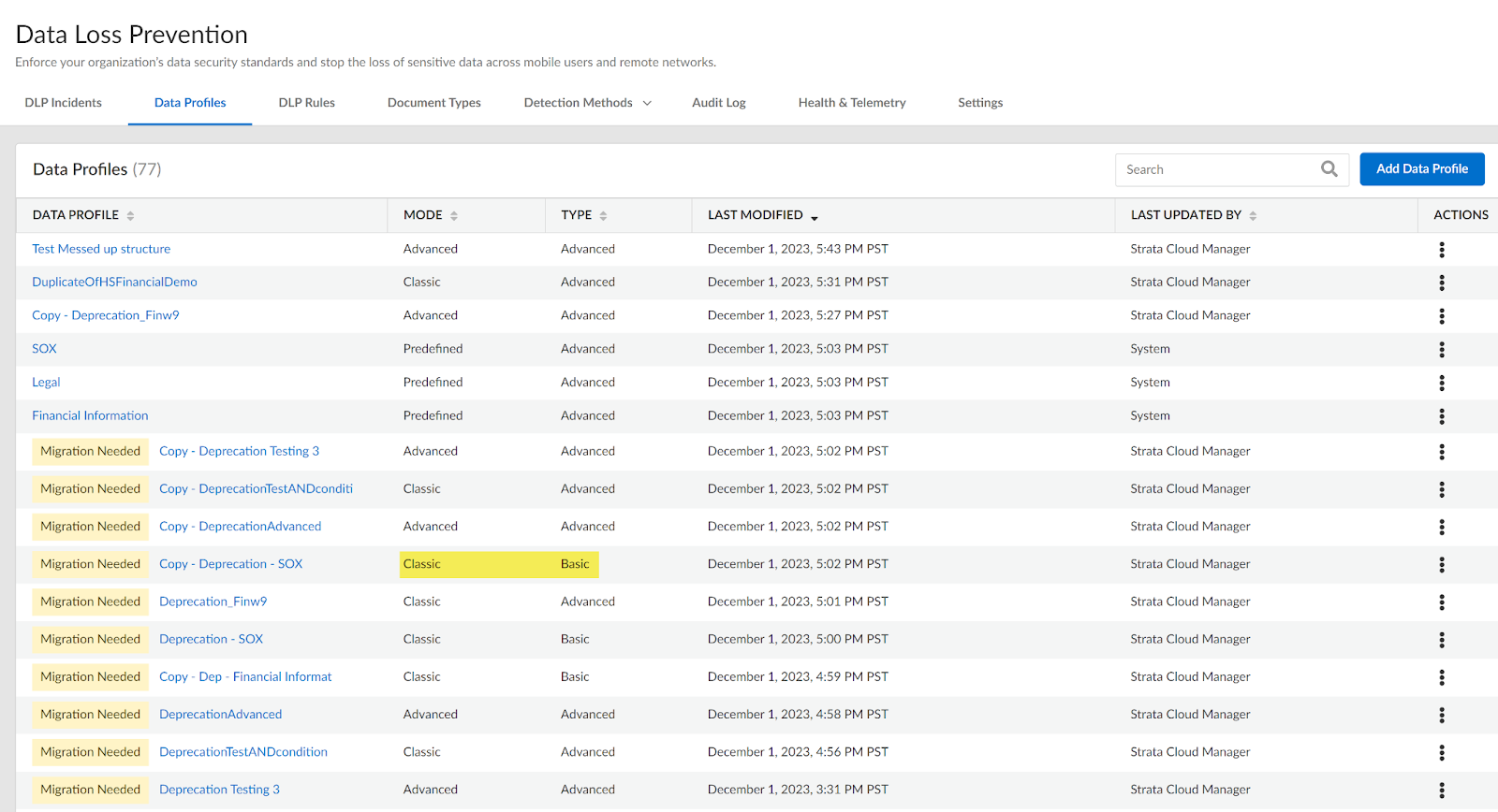 Classic Basic Data Profile