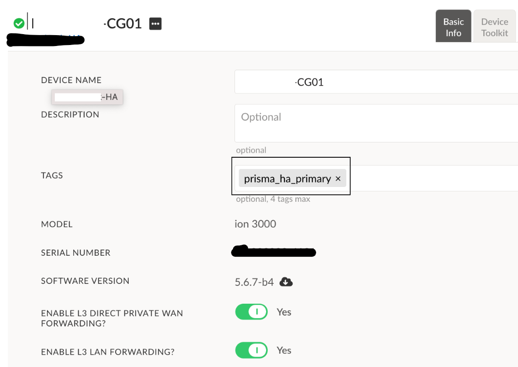 Configuration summary