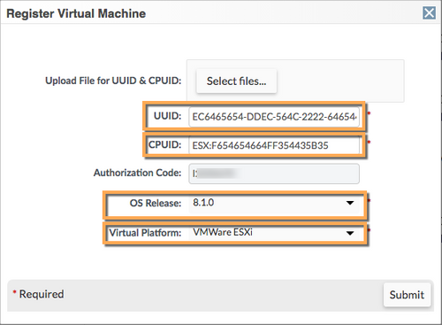 Screenshot von Register Virtual Machine