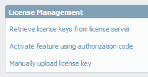 Captura de pantalla de la gestión de licencias
