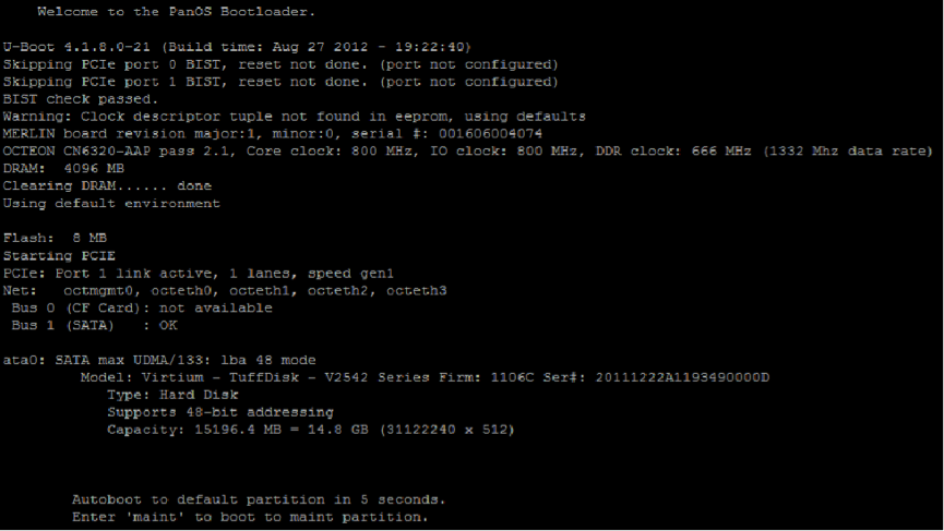 Screenshot for Welcome to the PanOS Bootloader