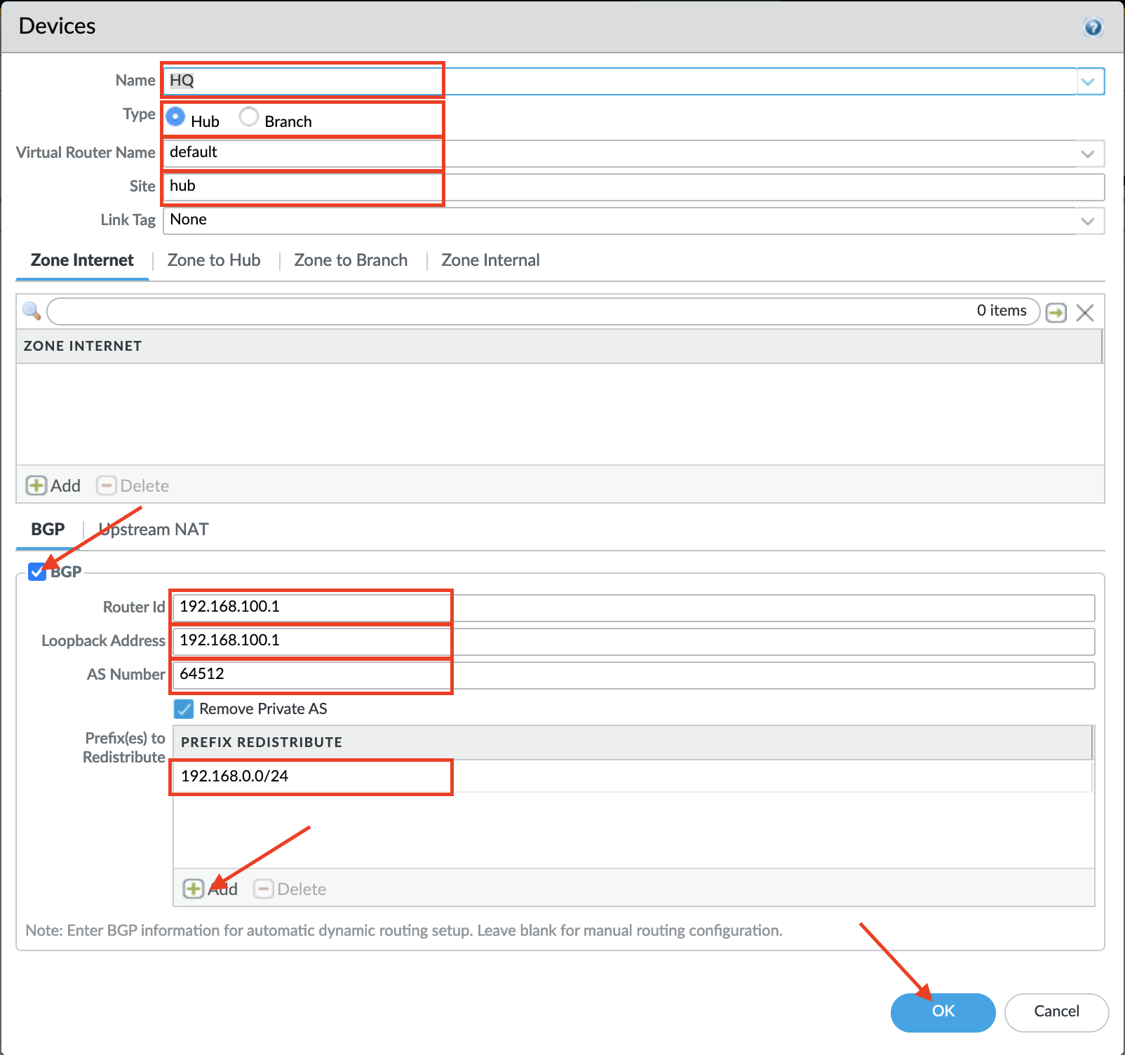 Set the Device SD-wan parameters
