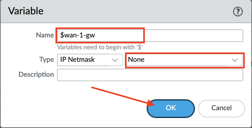 Erstellen der nächsten Hop-Gatewayvariablen
