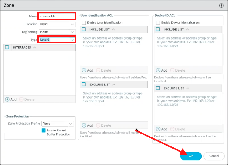 Crear la zona de seguridad