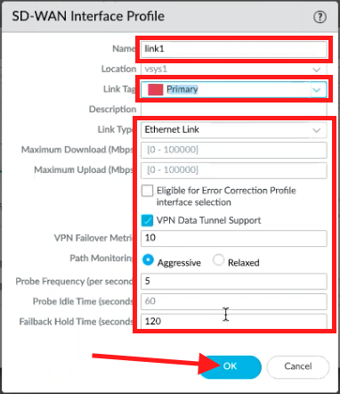 Crear el perfil de enlace