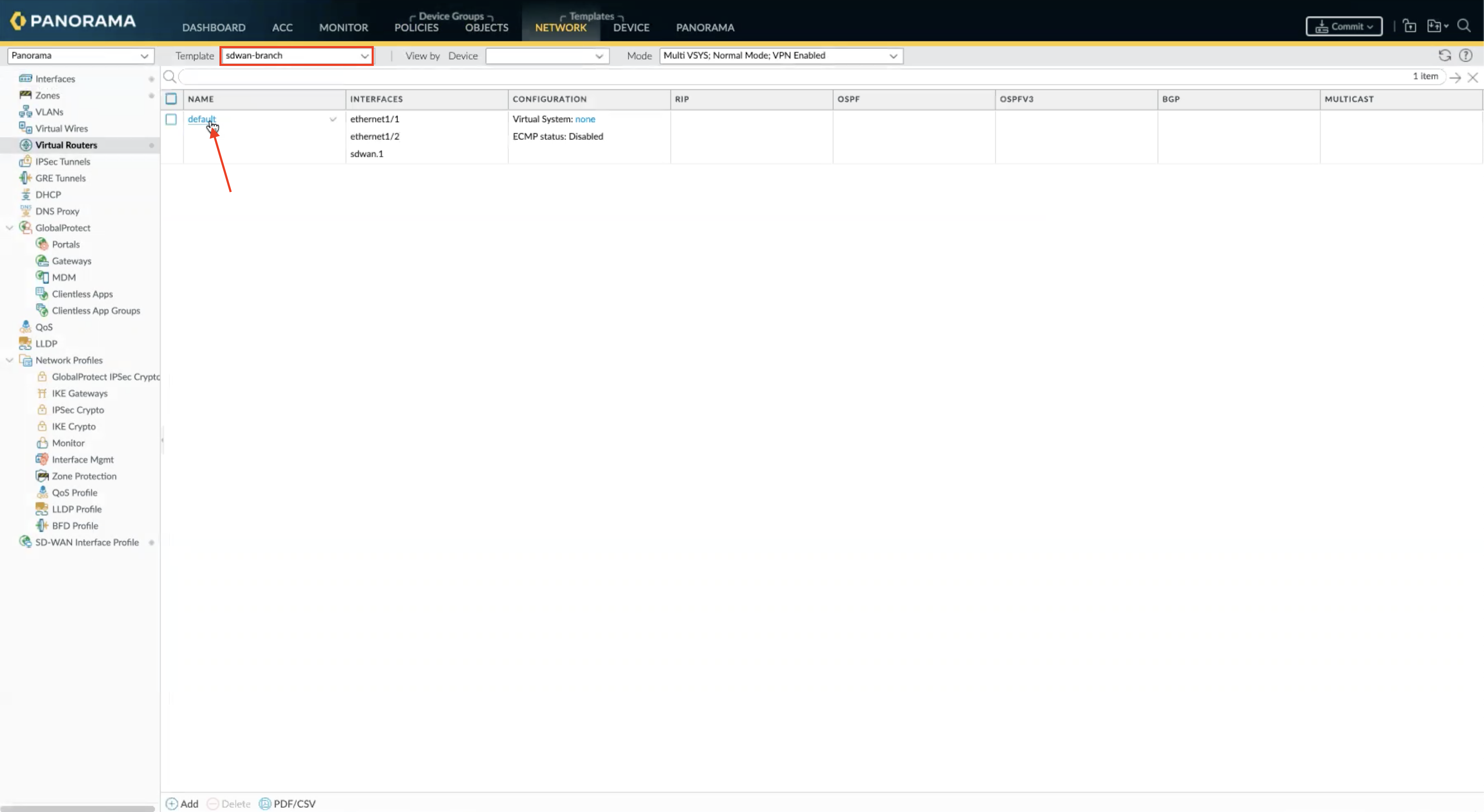 Editar la configuración del enrutador virtual