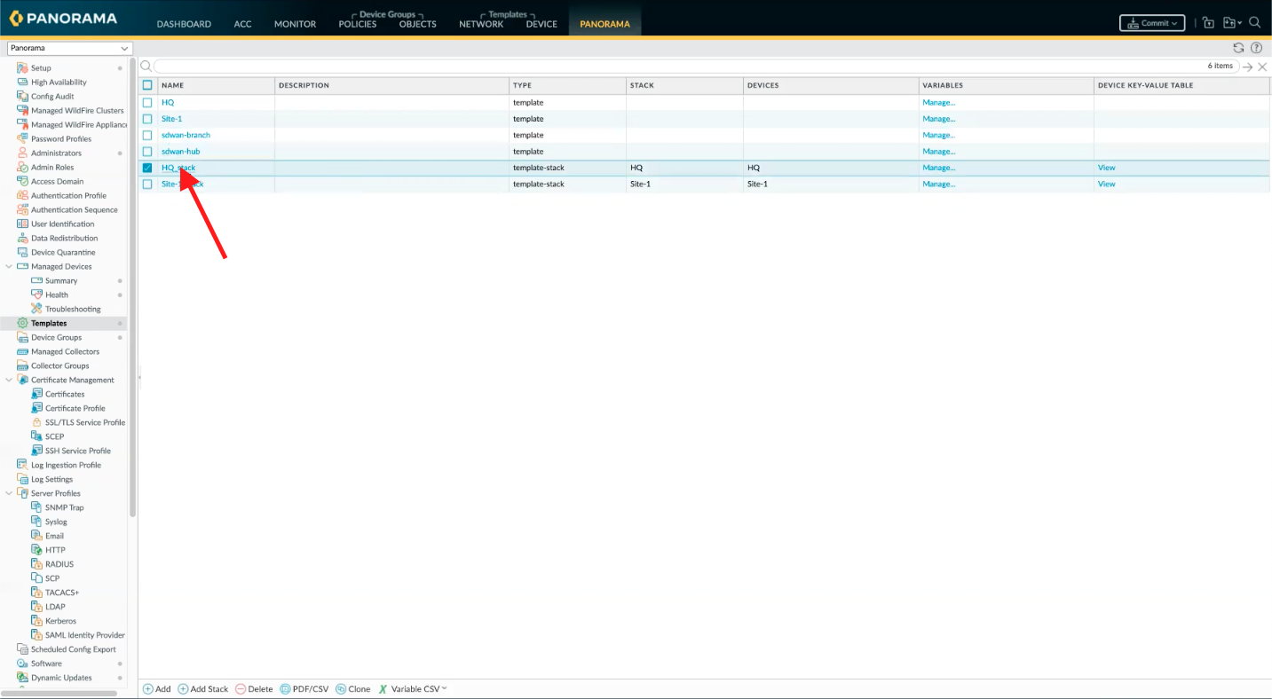 Editar la pila de plantillas