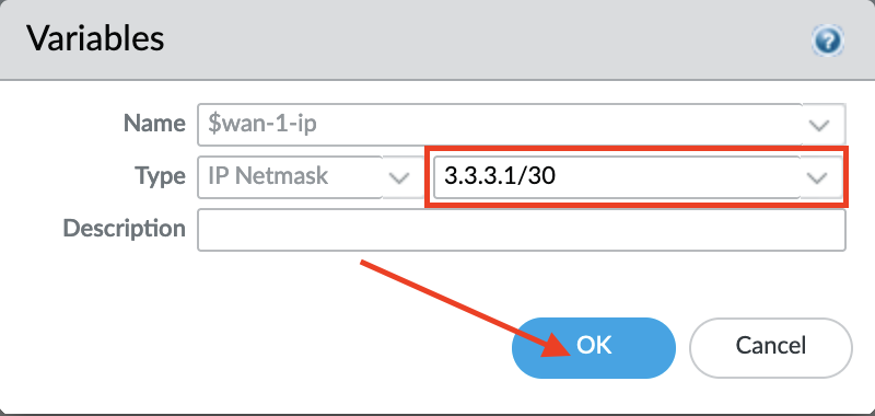 Définition de la variable $wan-1-ip