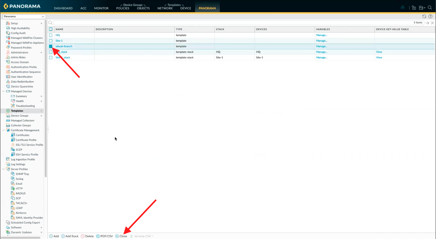 テンプレートのクローンを作成する