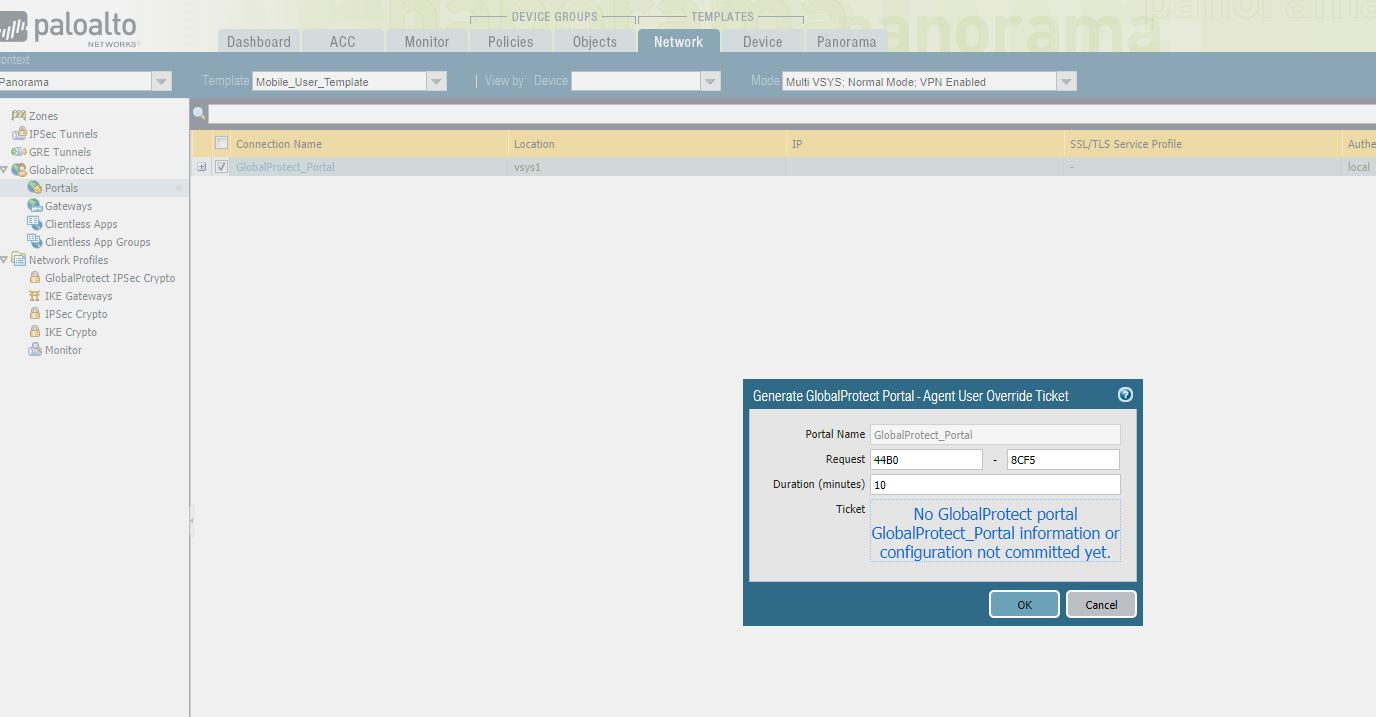 Error dado por panorama