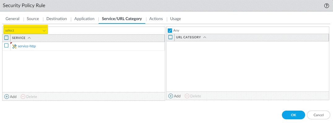 modified security policy rule
