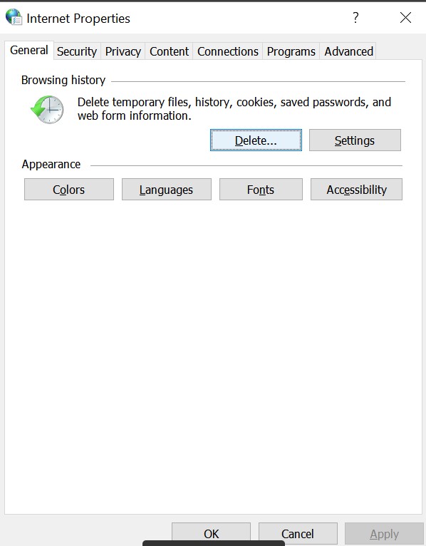 Internet explorer properties
