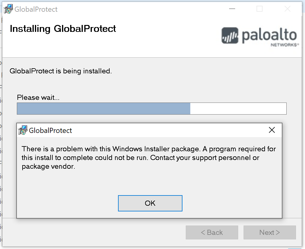 GlobalProtect インストーラー エラー