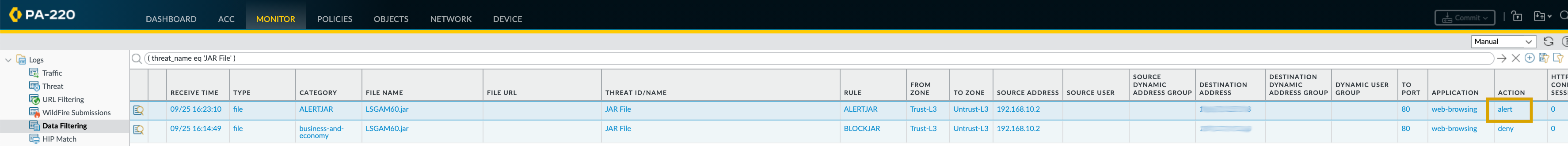 Lab verified. The file-type otherwise blocked is now allowed.