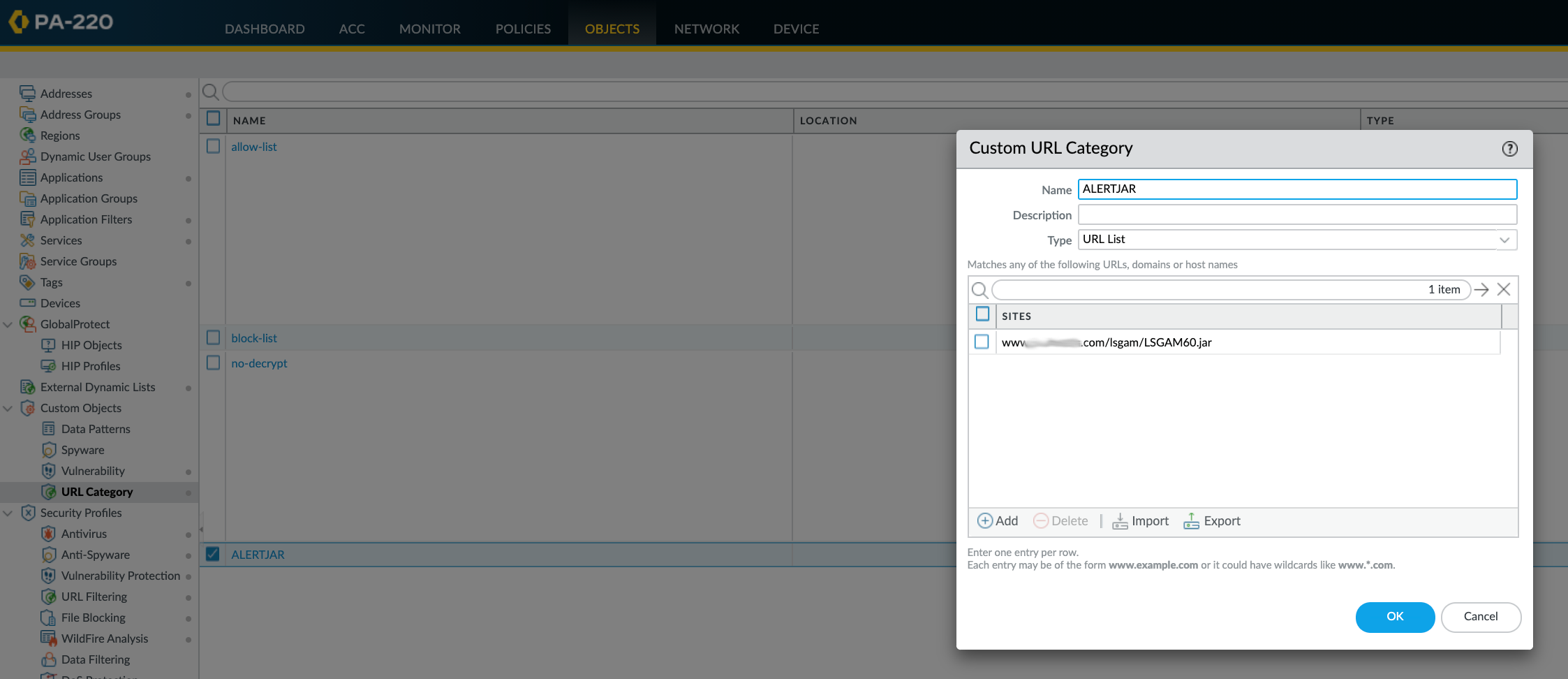 Create Custom URL Category listing the full URN path to the files.