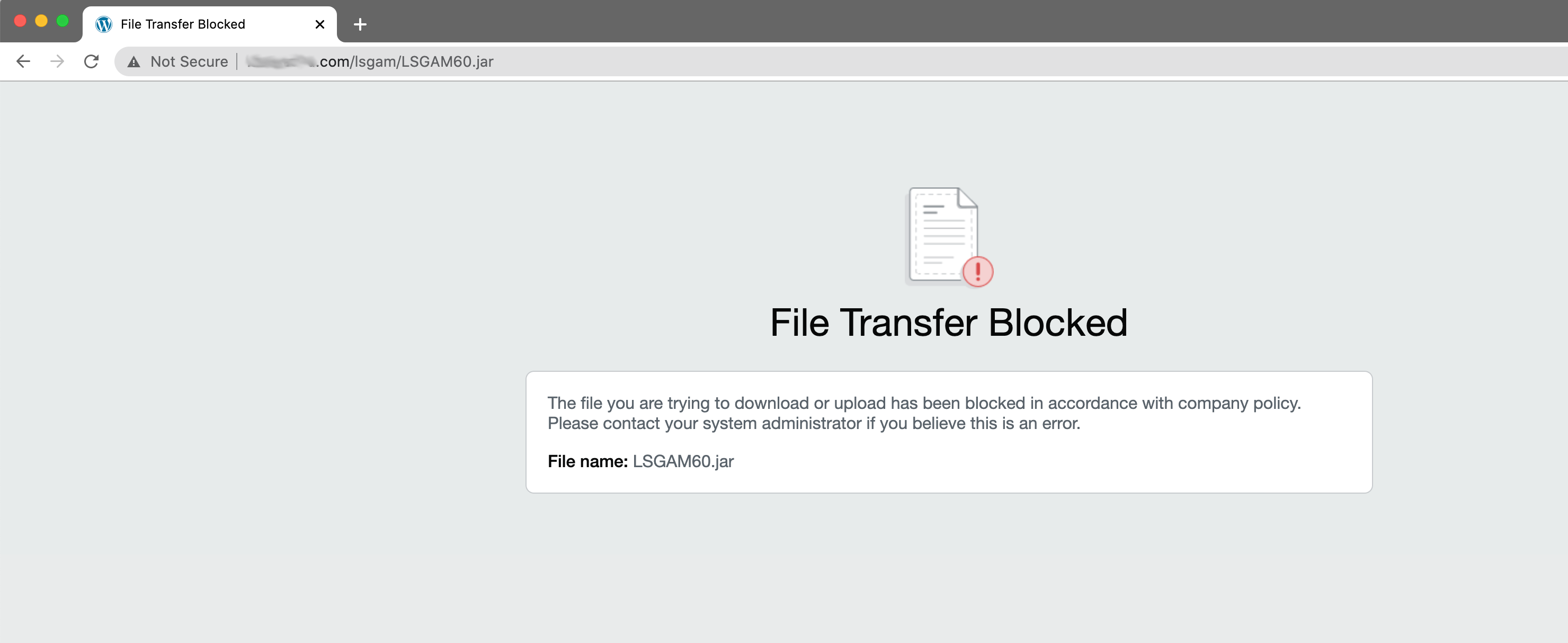 Versuchen Sie, die Datei so zu übertragen, dass die Übertragung wie gewohnt blockiert wird.