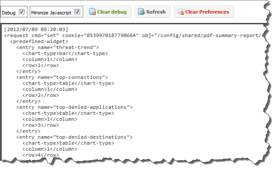 Go to the debub.php page and click on refresh. The following output will be seen