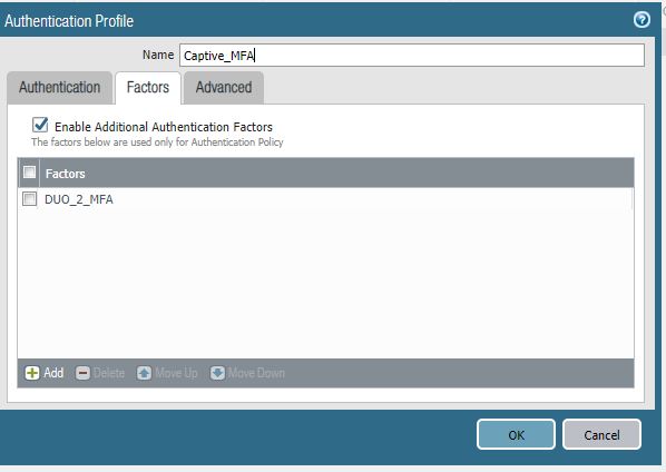 This image shows Authentication Profile creation in PAN OS