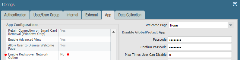 Enable Rediscover Network Option set to No