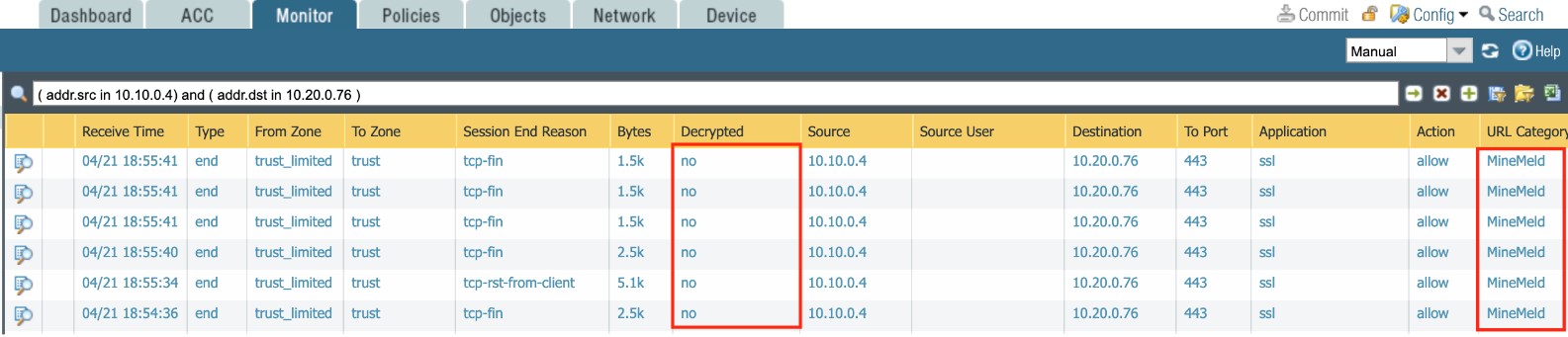 Monitor tab information