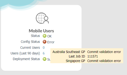 Mobile Users Config Status Error. Last Job ID 111571